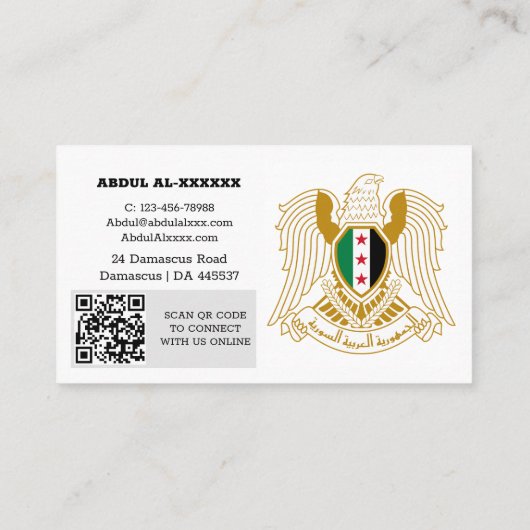 Syrië, Visitekaartje, Syrische vlag QR-code Visitekaartje (Achterkant)