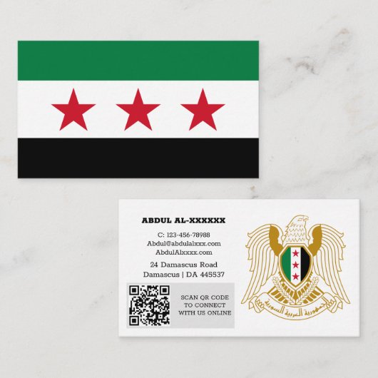 Syrië, Visitekaartje, Syrische vlag QR-code Visitekaartje (Voorkant / Achterkant)