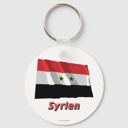 Syrien Fliegende Flagge mit Namen Sleutelhanger (Voorkant)