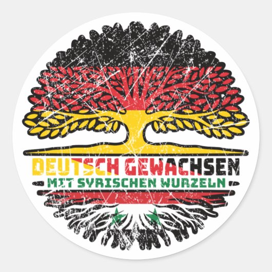 Syrien Syrisch Deutsch Deutschland Baum Wurzel Ronde Sticker (Voorkant)