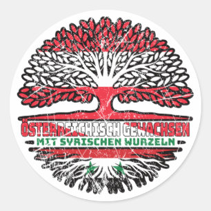 Syrien Syrisch Österreichisch Österreich Baum Ronde Sticker