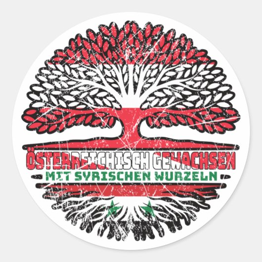 Syrien Syrisch Österreichisch Österreich Baum Ronde Sticker (Voorkant)