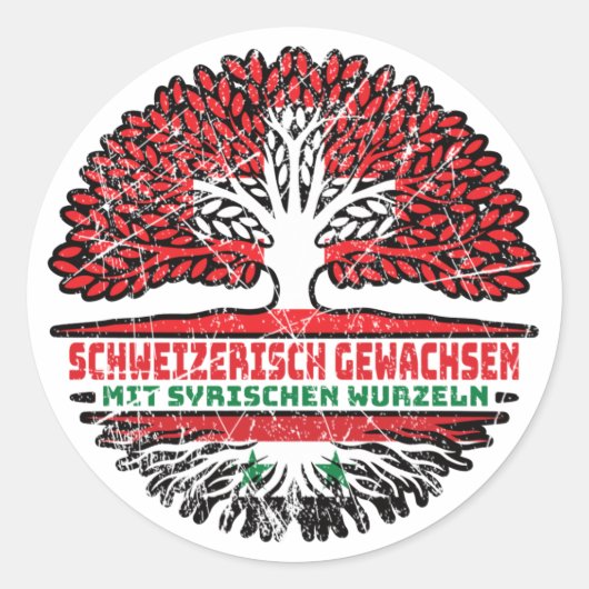 Syrien Syrisch Schweizer Baum Wurzel Ronde Sticker (Voorkant)