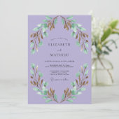 Syringa Bladkrans Bruiloft Kaart (Staand voorkant)