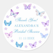 Syringa bloem vlinder bruidsfeest bedankje ronde sticker (Voorkant)