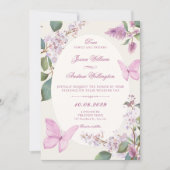 Syringa bloem vlinder bruiloft kaart (Voorkant)