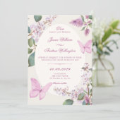 Syringa bloem vlinder bruiloft kaart (Staand voorkant)