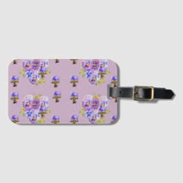 Syringa driekleurig viooltje bloempatroon bagagere bagagelabel