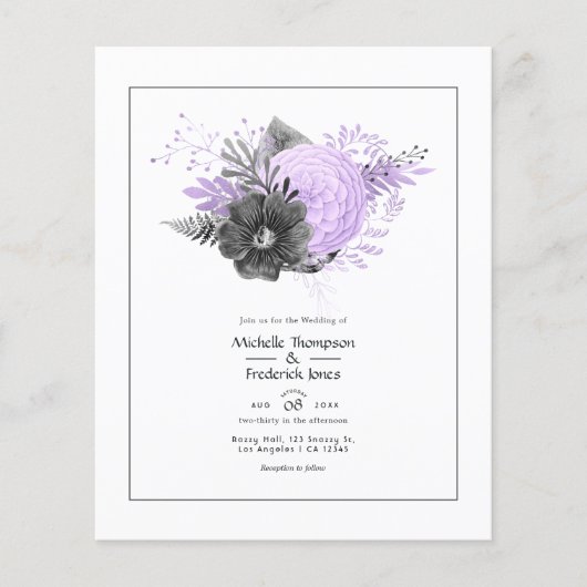 Syringa en Houtskool Bloemen Bruiloft Flyer (Voorkant)