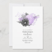 Syringa en Houtskool Bloemen Bruiloft Kaart (Voorkant)