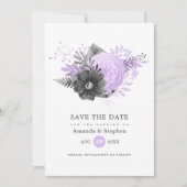 Syringa en Houtskool Bloemen Bruiloft Save The Date (Voorkant)