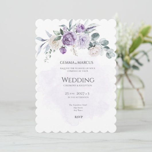 Syringa Infusie Bloemen Bruiloft Uitnodiging (Staand voorkant)