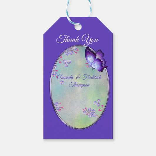 Syringa Lavendel Bloem Bruiloft Cadeaulabel (Voorkant)