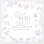 Syringa Paars Bloemig Bruidsdiner Bedankt Vierkante Sticker (Voorkant)