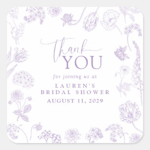 Syringa Paars Bloemig Bruidsdiner Bedankt Vierkante Sticker