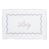 Syringa Paars en Wit Golvend Scallop Frame Monogra Kussensloop (Voorkant)