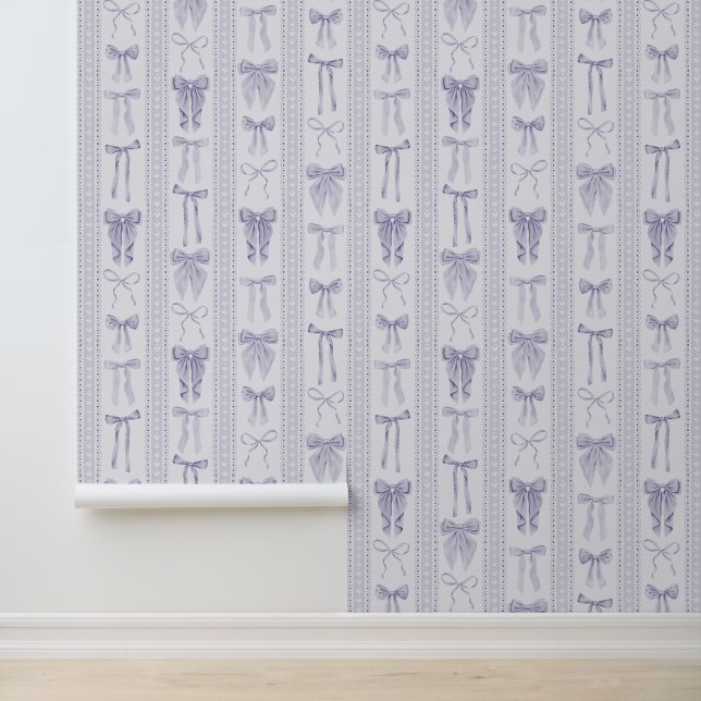 Syringa Strik met Kant Verticale Strepen Behang (Applicatie)