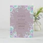 Syringa Turquoise Bloemige Romantische Bruiloft Kaart (Staand voorkant)