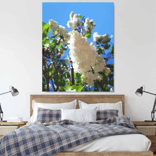 Syringa, witte Lila ventilatorstructuur Canvas Afdruk (Insitu (Slaapkamer))