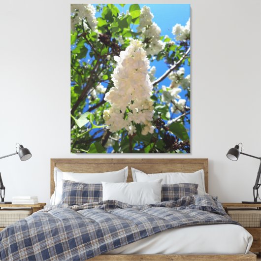 Syringa, witte Lila ventilatorstructuur Canvas Afdruk (Insitu (Slaapkamer))