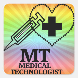 SYRINGE HEART LOGO VOOR MEDISCHE TECHNOLOGIE VIERKANTE STICKER