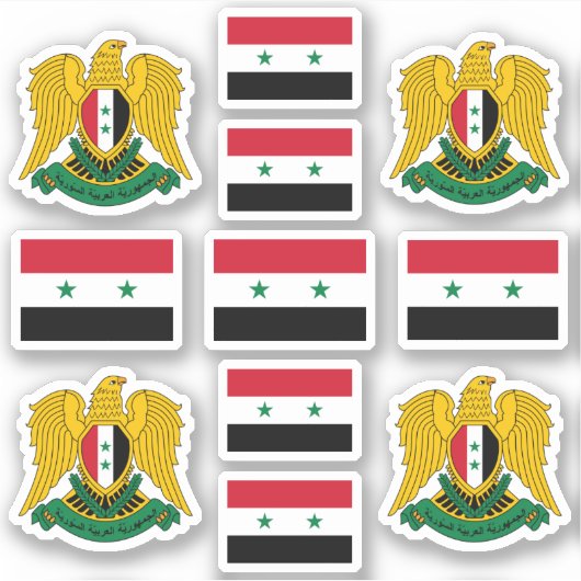 Syrische nationale symbolen/embleem en vlag sticker (Voorkant)