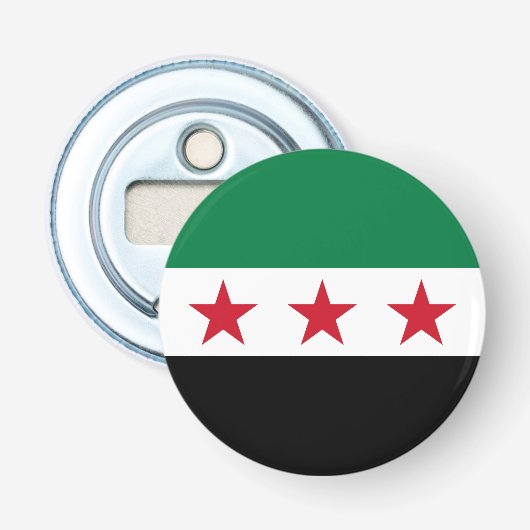 Syrische vlag button flesopener (Voorkant)