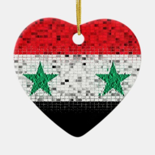 Syrische vlag glitter-versiering keramisch ornament (Voorkant)