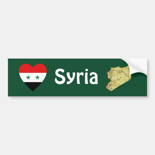 Syrische vlag Heart + Map Bumpersticker (Voorkant)