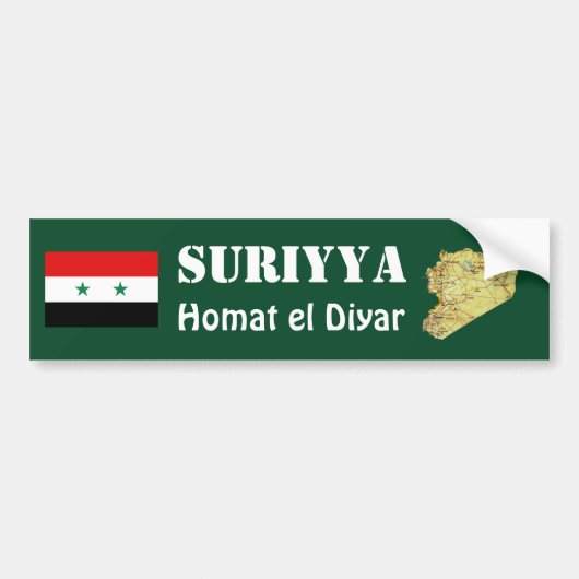 Syrische vlag + kaartBumpersticker Bumpersticker (Voorkant)