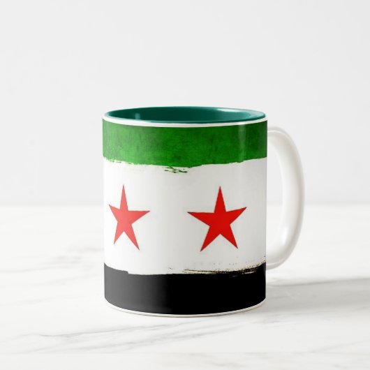 Syrische Vlag Keramische Mok (Voorkant rechts)