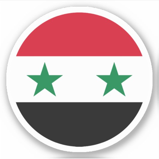 Syrische Vlag Ronde Sticker (Voorkant)
