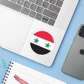 Syrische Vlag Ronde Sticker (Laptop met iPhone)