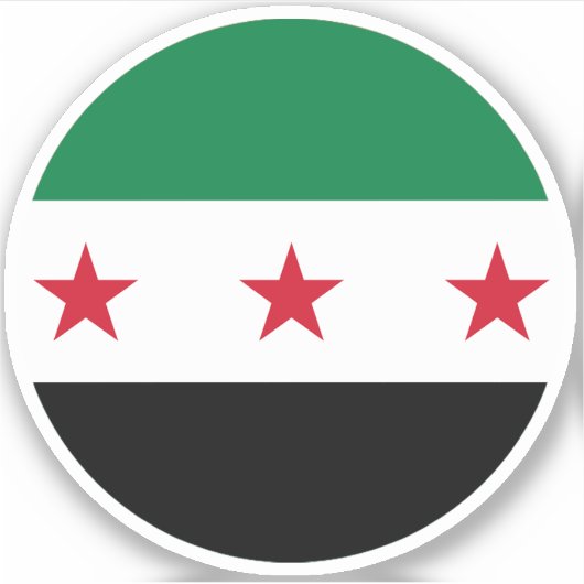 Syrische Vlag Ronde Sticker (Voorkant)