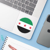 Syrische Vlag Ronde Sticker (Laptop met iPhone)