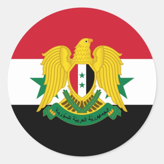 Syrische Vlag & Wapen, Vlag van Syrië Ronde Sticker (Voorkant)