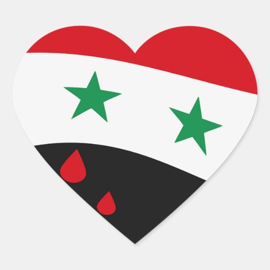 Syrische vlag zwaait met rode bloedtranen hart sticker (Voorkant)