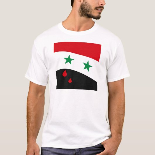 Syrische vlag zwaait met rode bloedtranen t-shirt (Voorkant)