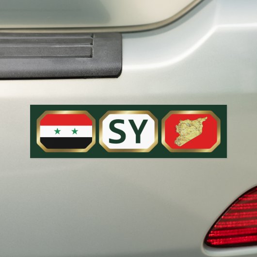 Syrische vlaggenkaartcode Bumpersticker (Op auto)