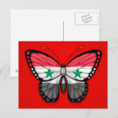 Syrische vlindervlag op rood briefkaart (Voorkant / Achterkant)