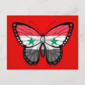 Syrische vlindervlag op rood briefkaart (Voorkant)
