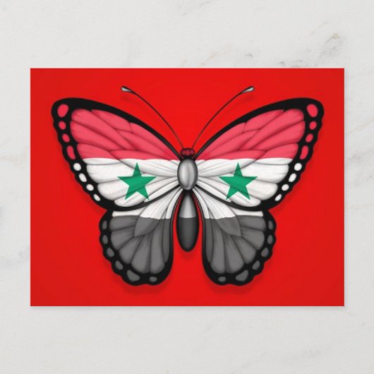 Syrische vlindervlag op rood briefkaart (Voorkant)
