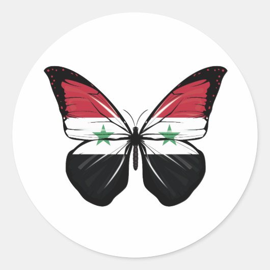Syrische vlindervlag ronde sticker (Voorkant)