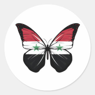 Syrische vlindervlag ronde sticker
