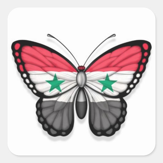 Syrische vlindervlag vierkante sticker (Voorkant)