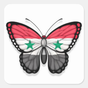Syrische vlindervlag vierkante sticker