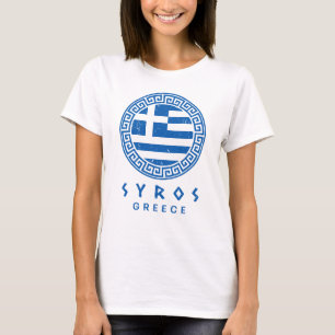 Syros en vlag van Griekenland distressed design T-shirt
