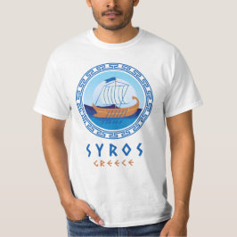 Syros, Griekenland Greek Ship Design Heren T-shirt