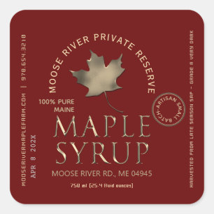 Syrup Red van de privéreservemapel met Gold Leaf Vierkante Sticker