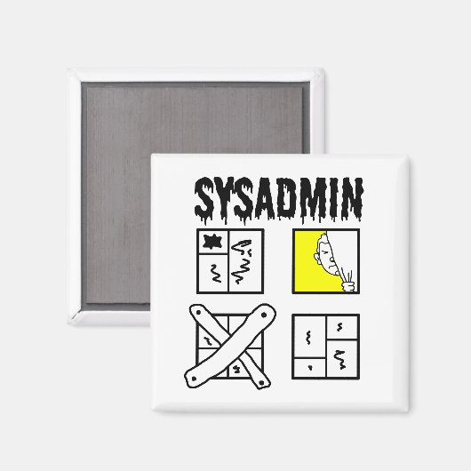 Sysadmin - de Beheerder van het Systeem Magneet (Voorkant / Achterkant)